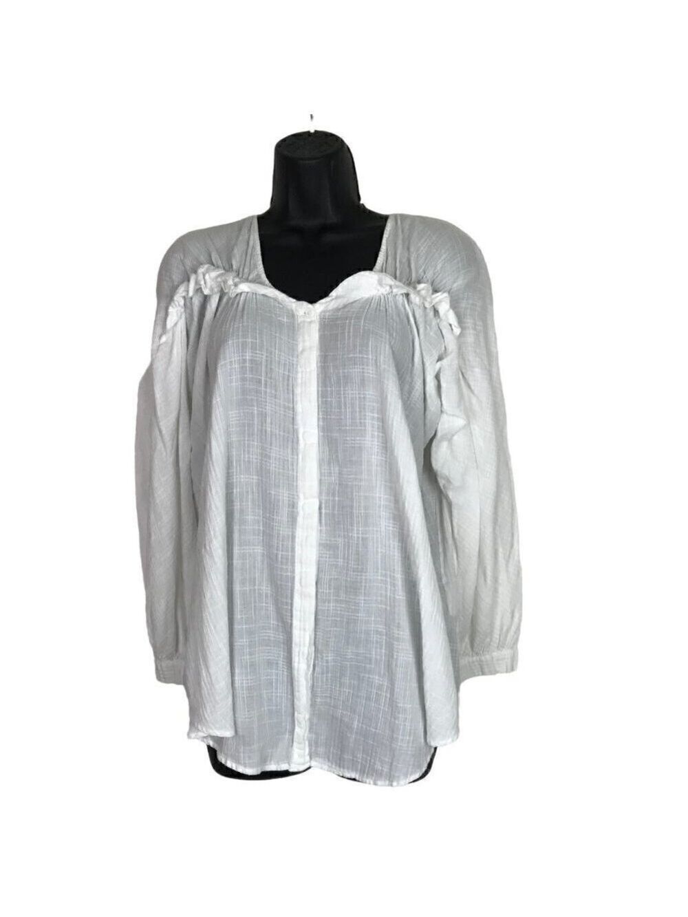 See By Chloe White 100% Cotton Button  Down Blouse Size M
